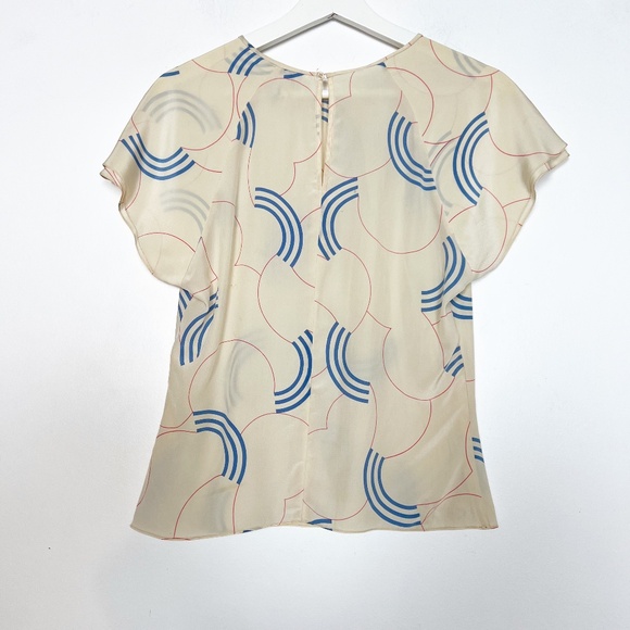 Chloe Women Blouse Tank Sleeveless Top Size S Small Cream Pink Blue Silk Vintage - Picture 2 of 7